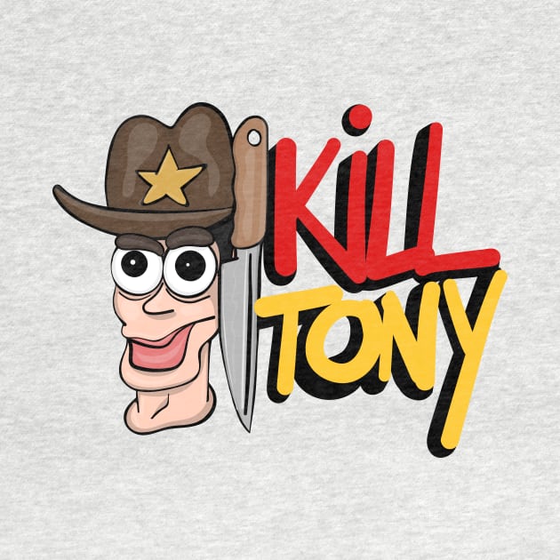 Kill Tony Fan Logo With Tony Hinchcliffe Head & Cowboy Hat With Handwritten Show Name (White) by Ina